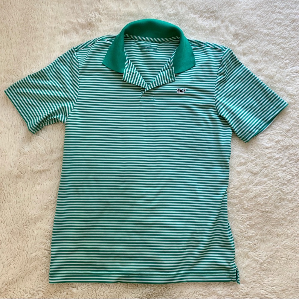Green striped vineyards youth polo